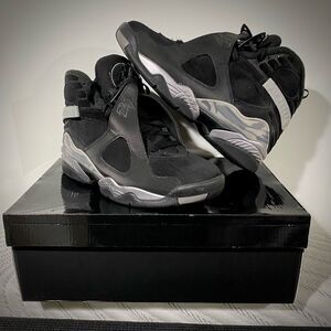 Jordan 8 Retro Winterized Black Gunsmoke - Metallic Silver Size 9